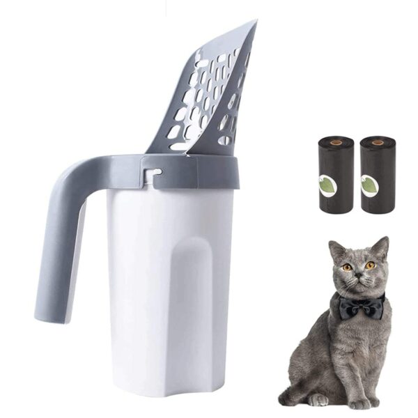CleanPaw Scooper Pet Waste Disposal Portable Integrated Cat Litter Shovel Kitten Dog Litter Scooper With Poop Bags - Image 2