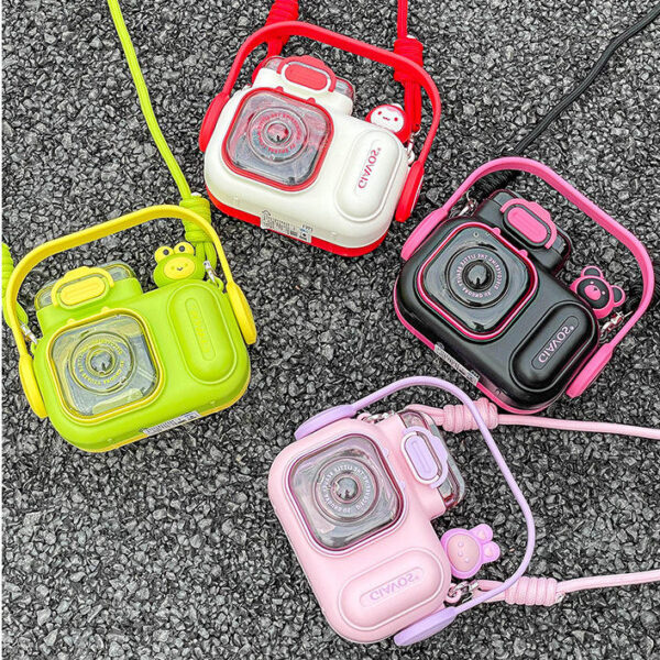 Plastic Water Bottle Kids Kettle Camera Straw Water Bottles Student Strap Cup - Image 2