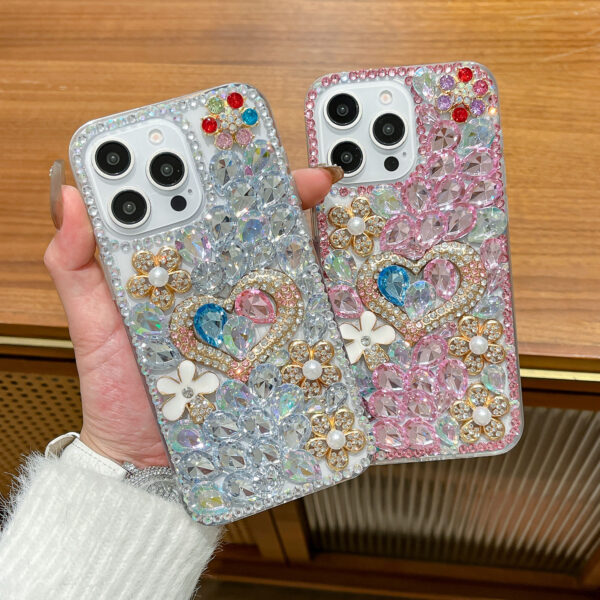 Pearl-Studded Heart Luxury Phone Case